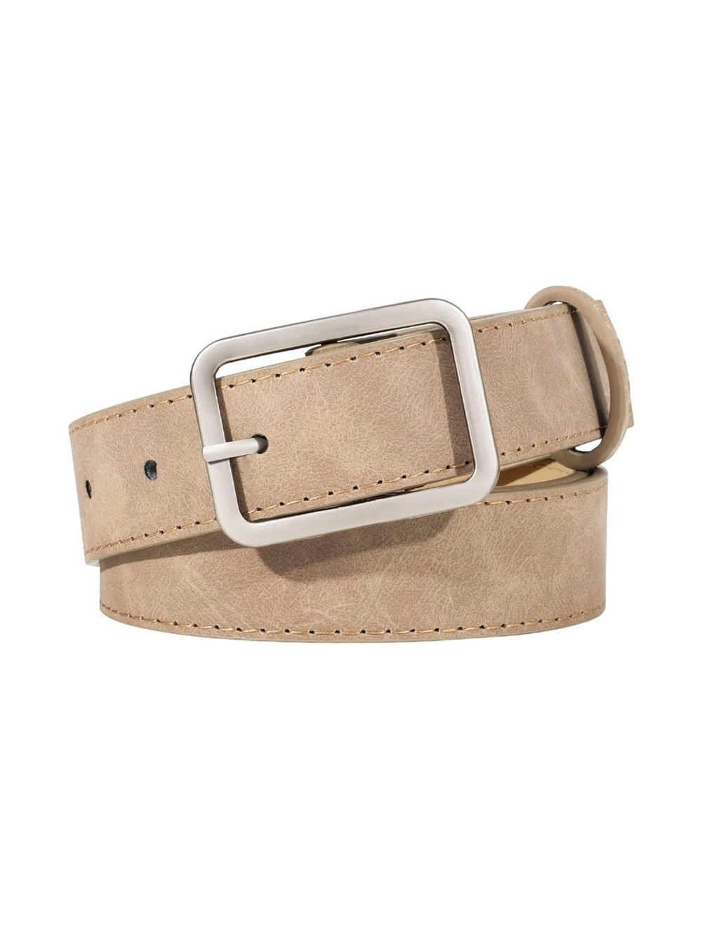 Women Suede Leather Belt with Silver Buckle Waist Belt for Jeans Pants